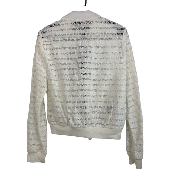 BCBGMAXAZRIA S Kasen White Lace Bomber Jacket  Zip Blend NWT $198 8043 - Picture 9 of 15